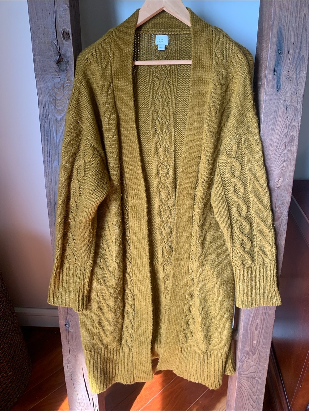 a new day Mustard Cable Knit Open Cardigan